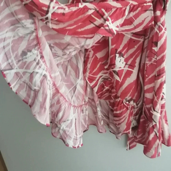 All Saints Marlow Kazuna Wrap Dress Japanese Print Ruffle Trim Waist Tie Belt 6 - Picture 10 of 16